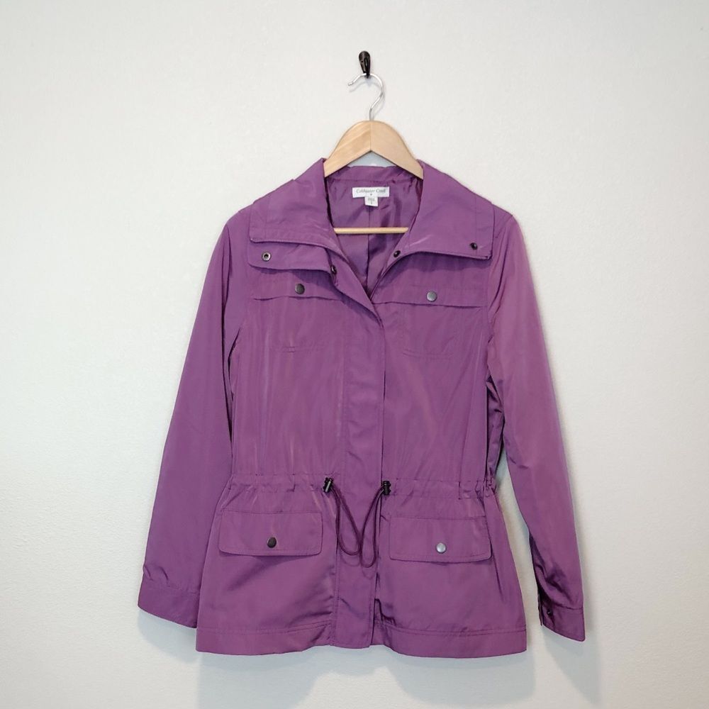 Coldwater Creek Lightweight Jacket Zipper Snap Button Cinch Waist Size Small